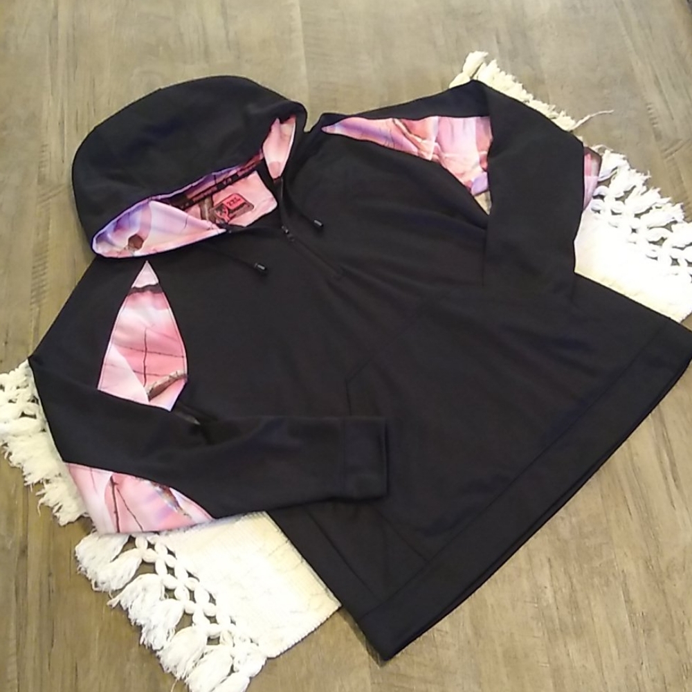 Huntworth pink and black camo hooded sweatshirt
